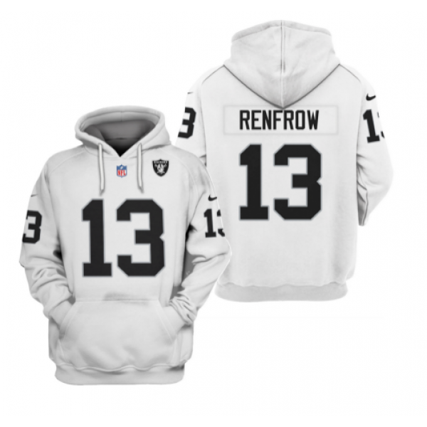 Men's Las Vegas Raiders #13 Hunter Renfrow 2021 Inaugural Patch White Pullover Hoodie